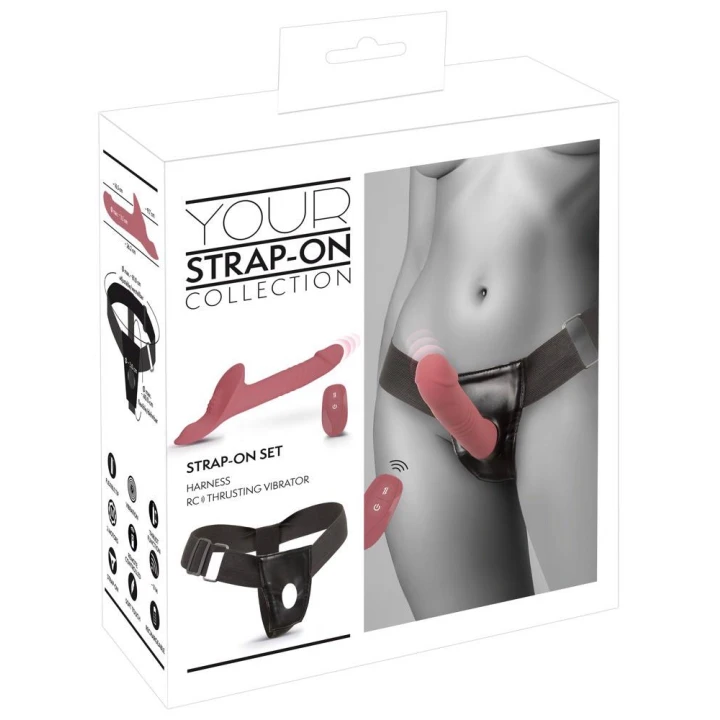 Wibrator strap-on You2Toys z pilotem, 7 trybów, podwójne silniki, regulowana uprząż