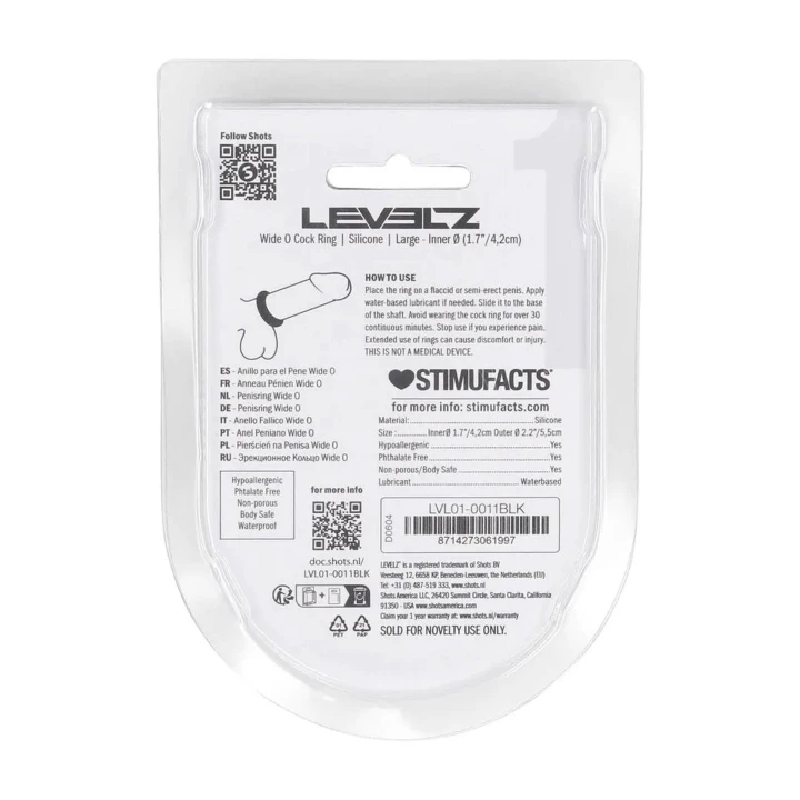 Pierścień silikonowy LEVELZ, L - 42mm, czarny, komfortowy i dopasowany