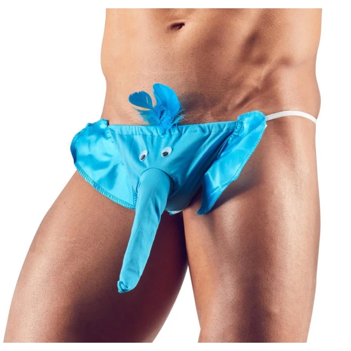 Gag-string męski z twarzą słonia, ruchome oczy, 100% poliester, rozmiar S-L