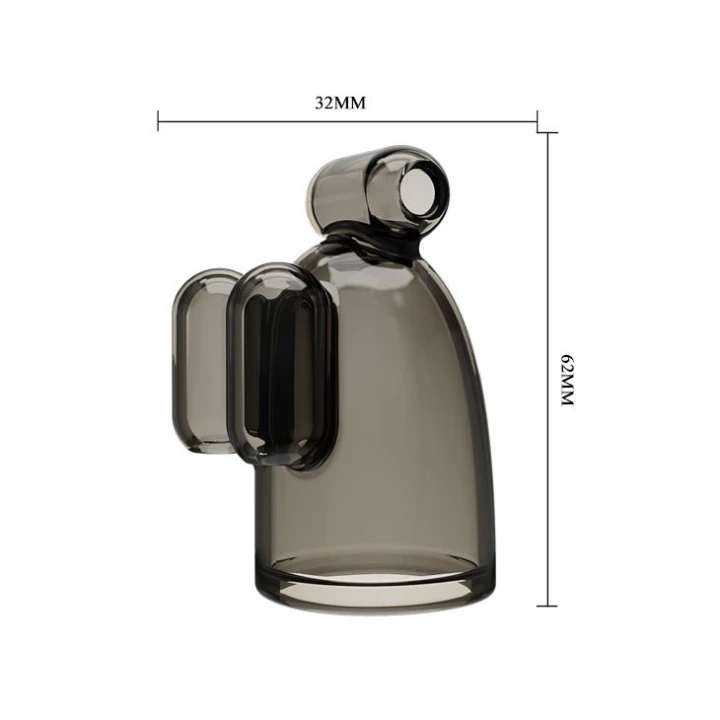 Nakładka wibracyjna na penisa BAILE z podwójnymi kulami - TPR, 3 tryby wibracji, czarna