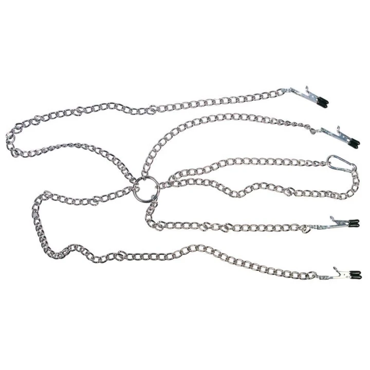 Uprząż metalowa z zaciskami, regulowany naszyjnik, materiał: metal i guma