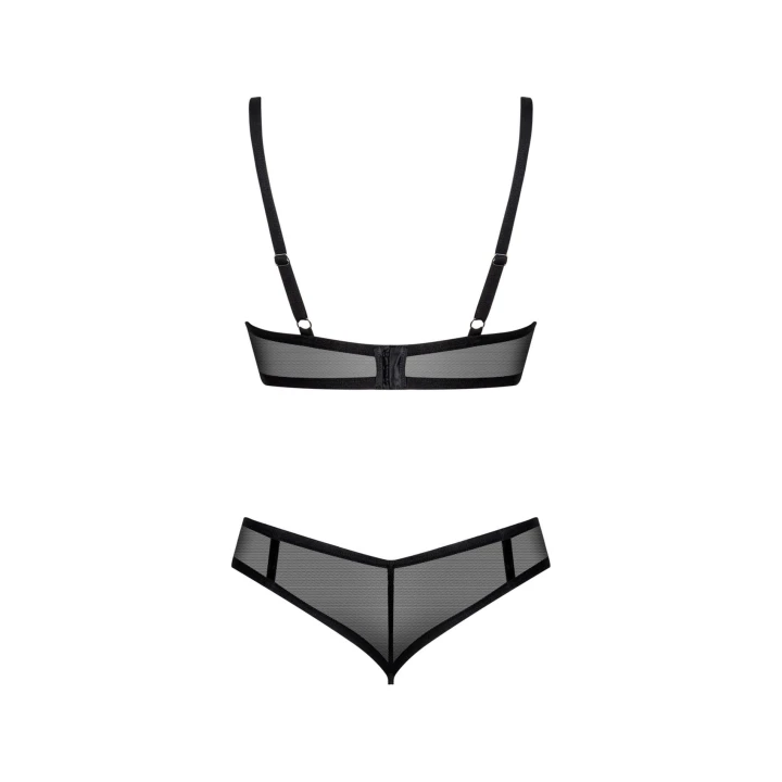 Biustonosz i stringi Glandez OBSESSIVE, M/L, regulowane ramiączka, fiszbiny, czarne
