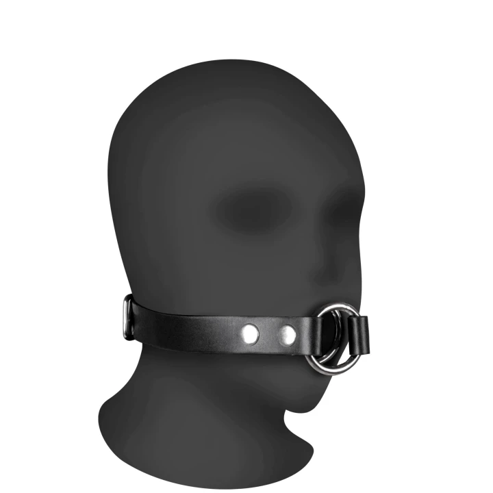 Knebel ustny - Regulowany, wykonany z wysokiej jakości skóry PU, stalowe pierścienie