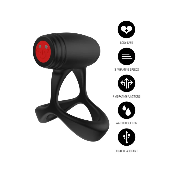 Pierścień erekcyjny Optima Cross Xpert | Silikonowy, 10 trybów wibracji, IPX7