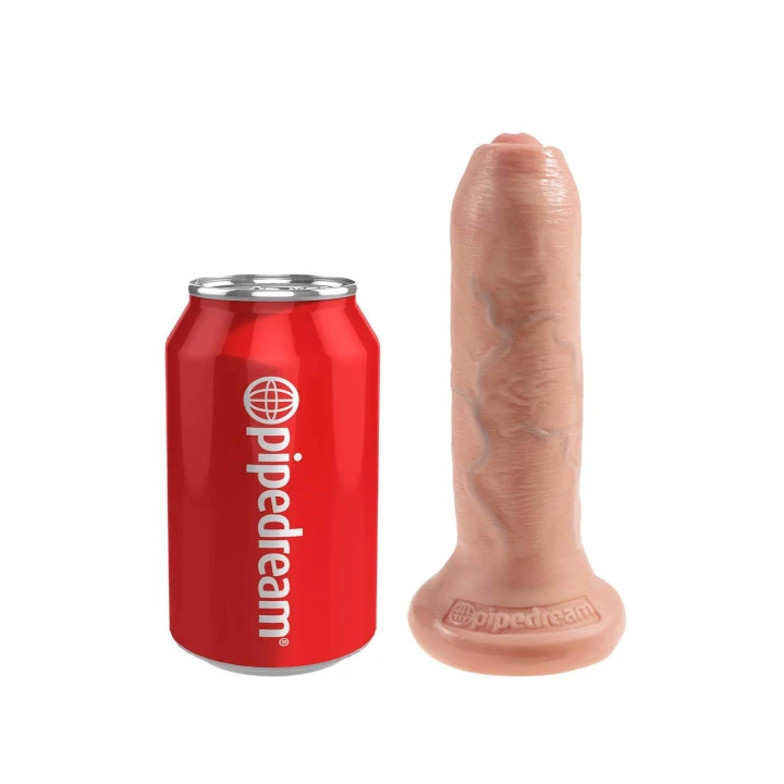 Dildo King Cock® Uncut 6 cali, realistyczny, ruchomy napletek, PVC