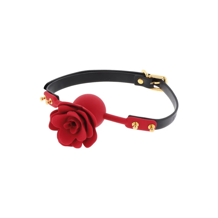 Knebel BDSM TABOOM Wild Roses – Silikonowa kula, regulowany pasek, długość 65 cm
