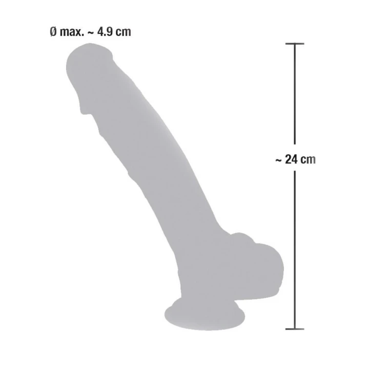 Dildo silikonowe medyczne 24 cm, średnica 3,7-4,9 cm, realistyczny wygląd i dotyk