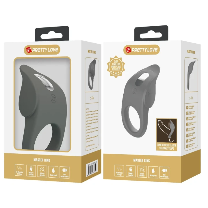 Pierścień wibracyjny PRETTY LOVE, silikonowy, 10 funkcji wibracji, pamięć