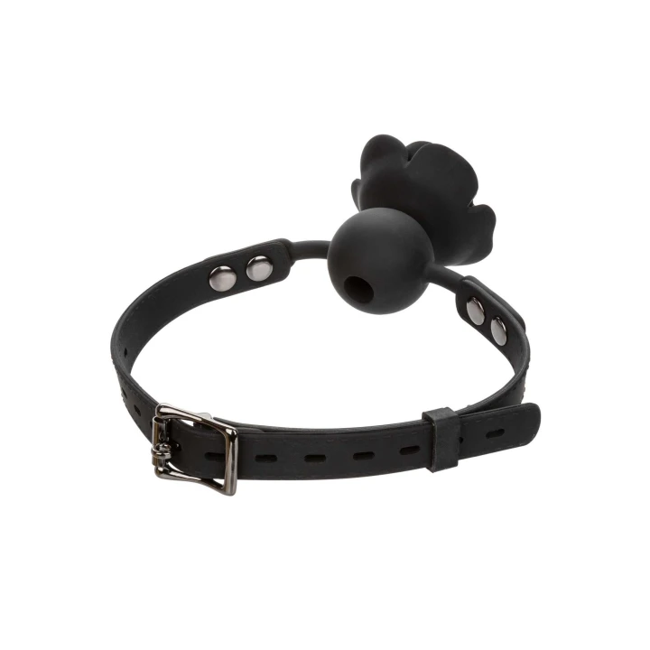 Knebel kulkowy z różą Forbidden - silikon, wodoodporny, regulowany z klamrą