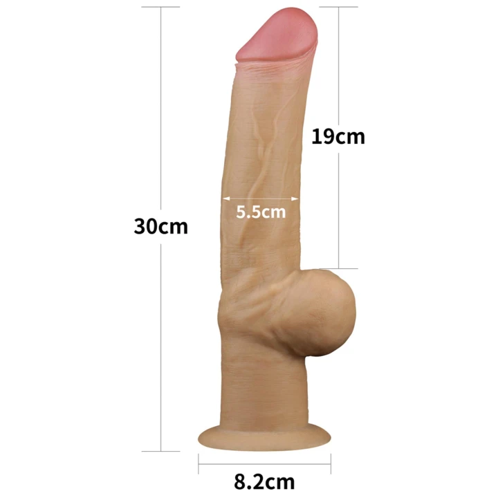Dildo Love Toy – 12'', dwuwarstwowy silikon, przyssawka, ergonomiczny uchwyt