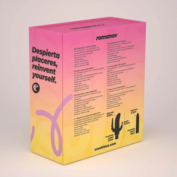 Wibrator mini Crushious Romanov — silikonowa nakładka, 10 trybów, do 45 min