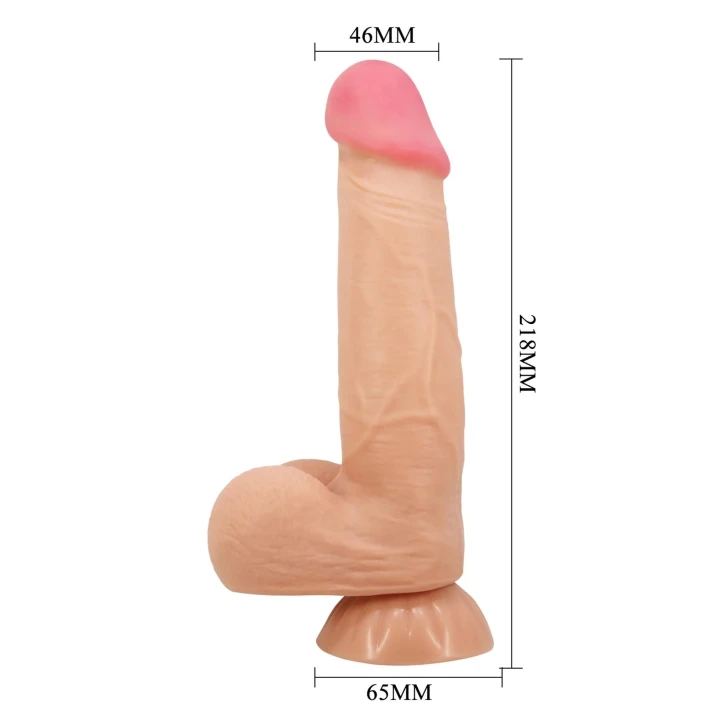 Dildo BAILE - 8,5'' Wibracyjne, Elastyczne, Przyssawka, Materiał TPR/ABS