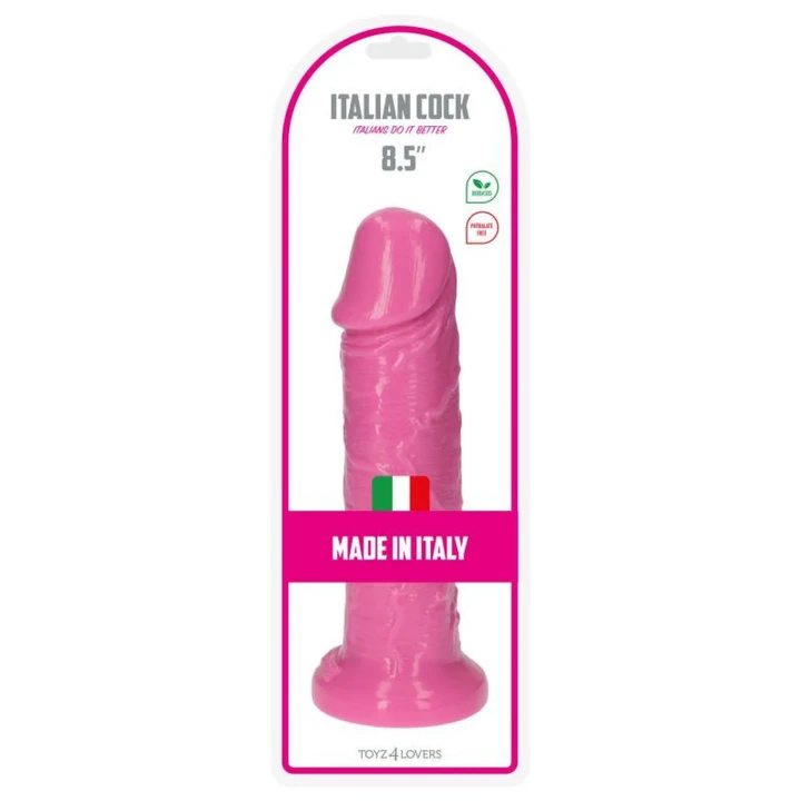 Dildo - Italian Ekskluzywny Różowy 22 cm, Duża Średnica 6,5 cm, Przyssawka
