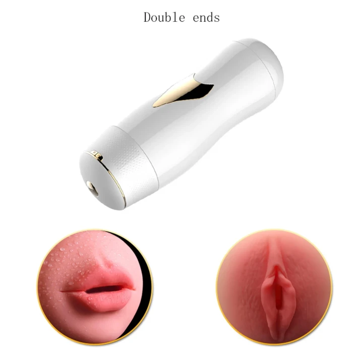 Masturbator podwójny CyberSkin® - 7 funkcji wibracji, z przyssawką, dłuższy 24,8 cm