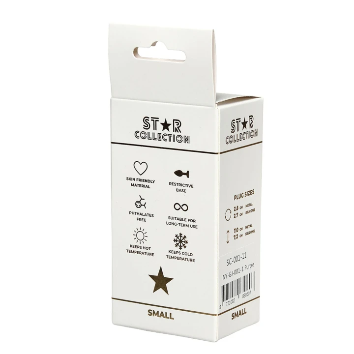 Korek analny – Star Collection, silikonowy fioletowy z kryształem, rozmiar S