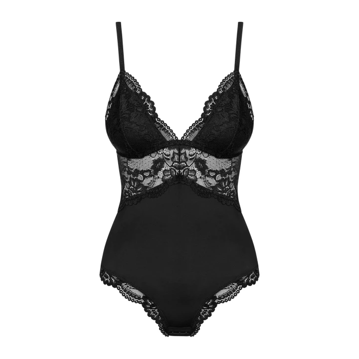 Body OBSESSIVE, czarne L/XL, koronkowe zdobienia, podkreślony biust