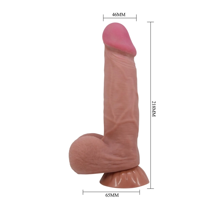Dildo BAILE, 8,5'' z przyssawką, elastyczny TPR, realistyczny wygląd