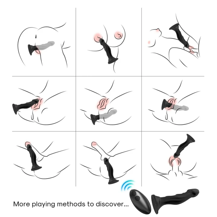 Dildo Optimus Black, 18,5 cm, 9 funkcji wibracji, zdalne sterowanie