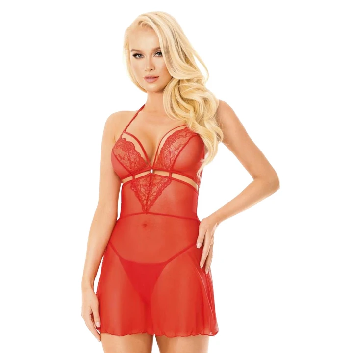 Koszulka damska SOFTLINE COLLECTION Melania M/L, przezroczysta, koronkowe zdobienia