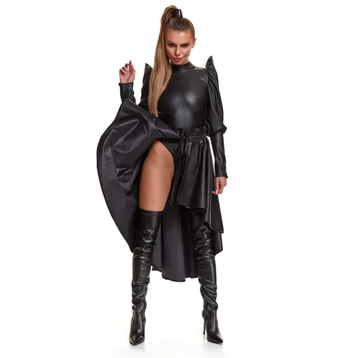 Spódnica baskinka BRGiovanna, czarna ekoskóra, elastyczna, 2XL/3XL, wyjątkowy fason