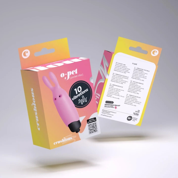 Wibrator O-Pet Crushious, 10 trybów wibracji, silikon bezpieczny dla ciała, 8,8 cm