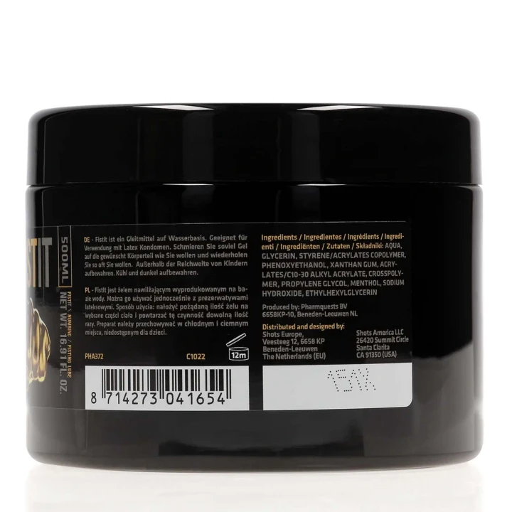 Lubrykant znieczulający FistIt Extra Thick, 500 ml, wegański, na bazie wody, chłodzący