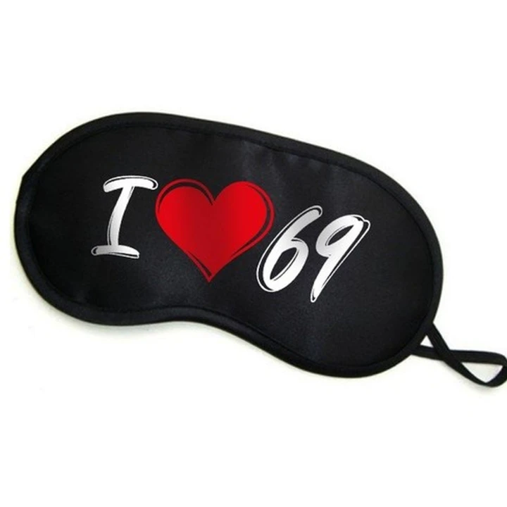 Opaska do snu "I LOVE 69" - Miękka, delikatna, z zabawnym napisem