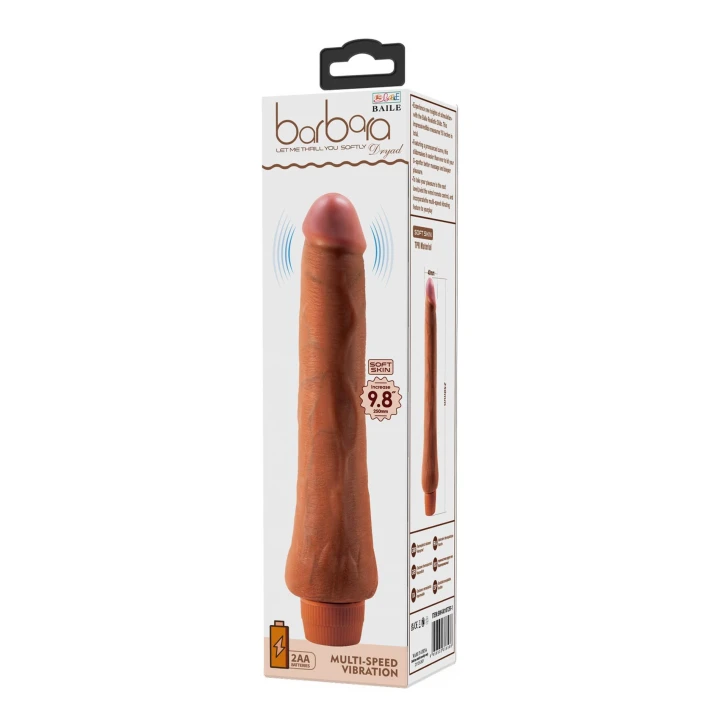 Dildo BAILE - barbara, ABS/TPR, 9.8'', wielostopniowe wibracje, zasilanie 2 AA