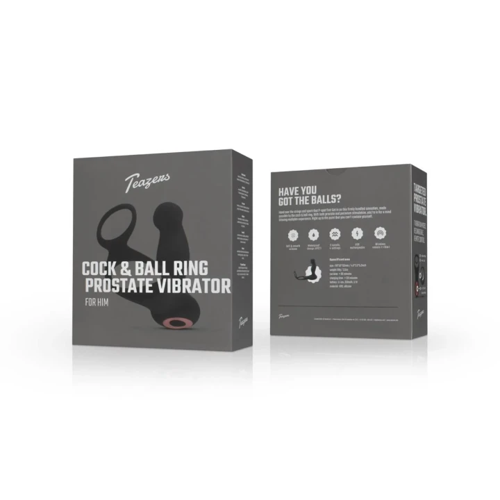 Wibrator analny Teazers z pierścieniem na penisa, zdalne sterowanie, wodoodporny