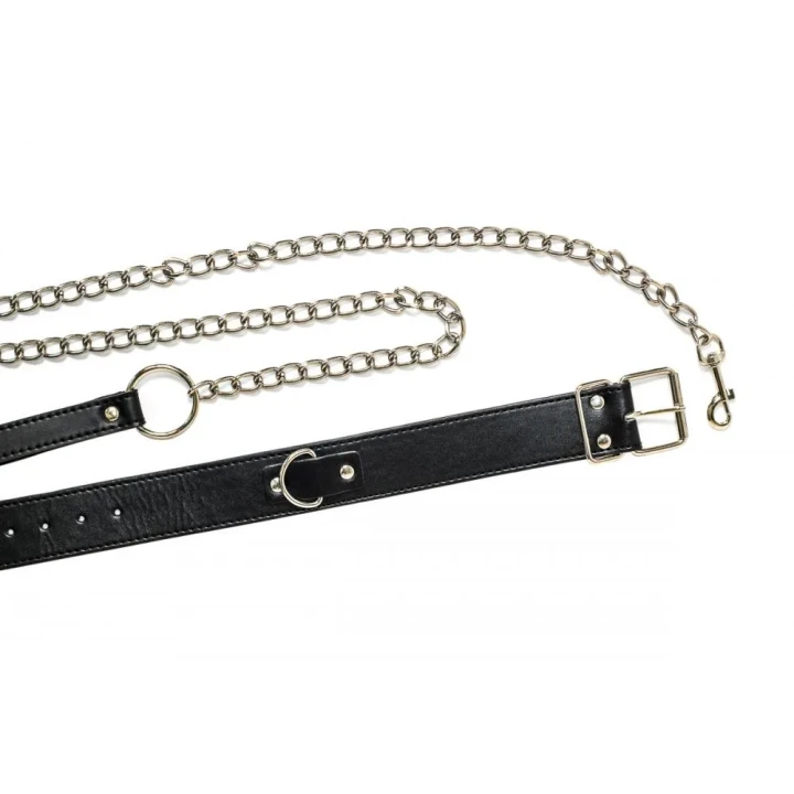 Kołnierz BDSM Lola Games Party Twardy, PVC, regulowany, czarny, 53,8 cm