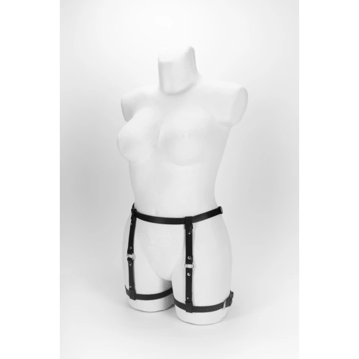 Uprząż damska z metalowymi zdobieniami, regulowana, wygodny materiał - czarna