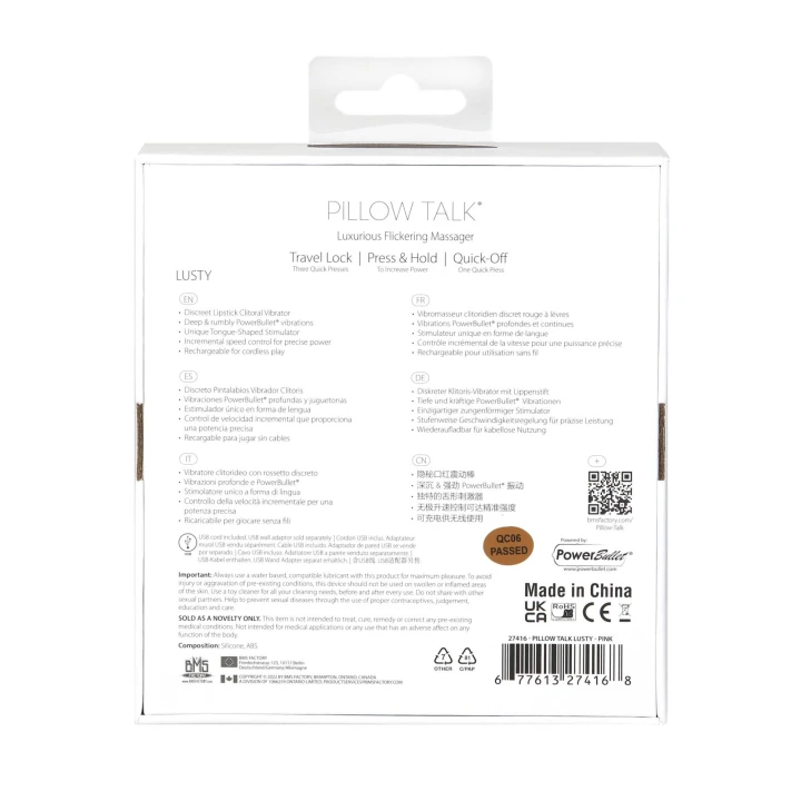 Masażer łechtaczkowy Pillow Talk Lusty – silikon medyczny, kompaktowy, z kryształem Swarovski