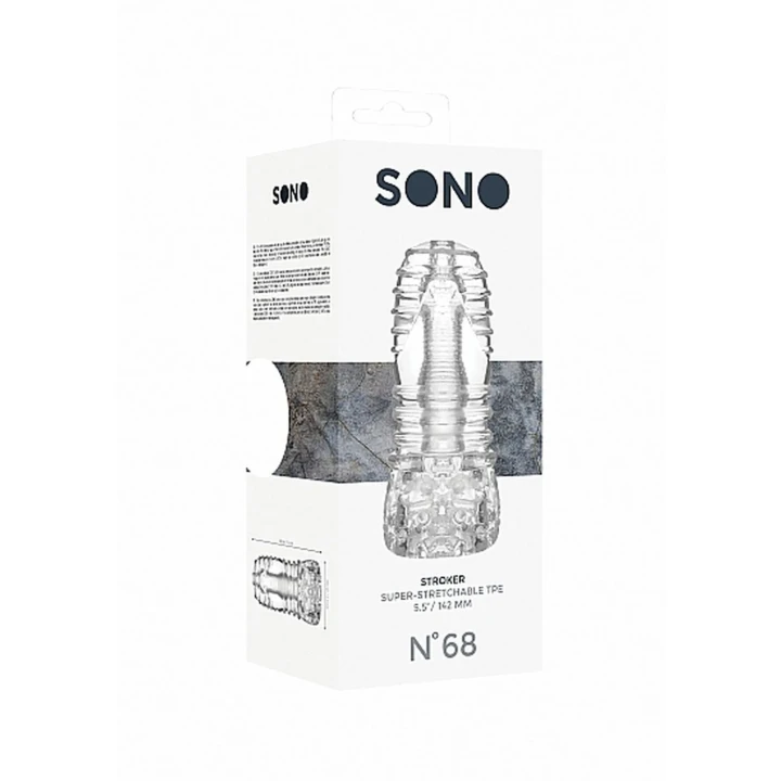 Masturbator SONO No. 68 - Przezroczysty, 15 cm, TPE, wodoodporny