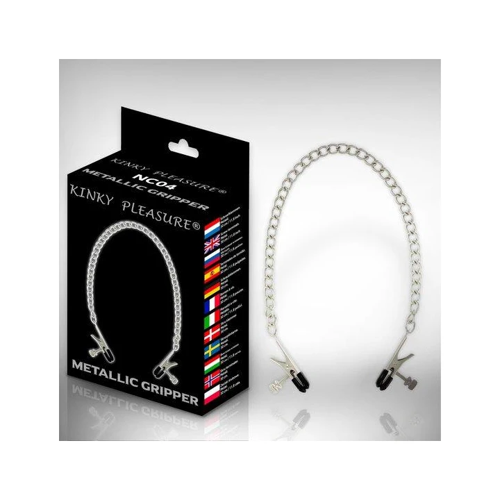Chwytak metalowy Kinky Pleasure - regulowany, stal nierdzewna, eleganckie opakowanie