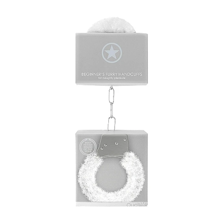 Kajdanki dla Początkujących - Furtka Metalowa, Futro Sztuczne, Białe