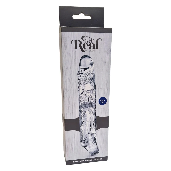 Sleeve powiększający TOYJOY Get Real, TPE, 22.5 cm długości, rozmiar XLarge, transparentny