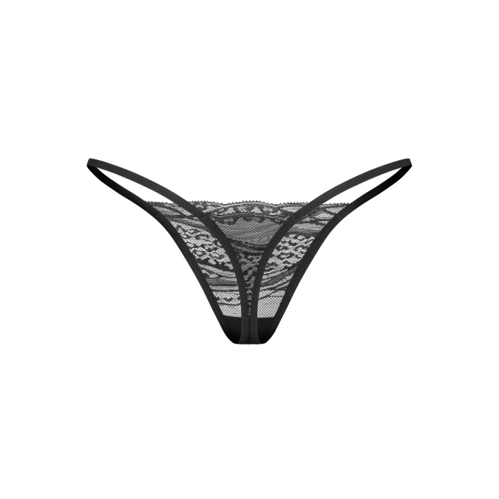 Stringi L/XL OBSESSIVE, 2-pak, koronkowe i z printem, elastyczne materiały