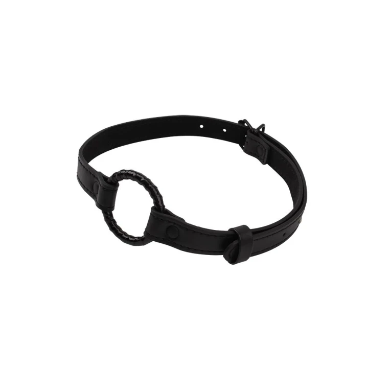 O-ring Gag metalowy 4,7 cm, regulowany pasek, PU+Metal, czarny
