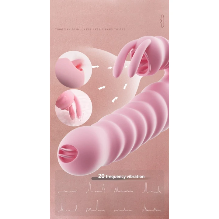 Wibrator królik USB - Hannah, 20 trybów, wodoodporny, silikonowy