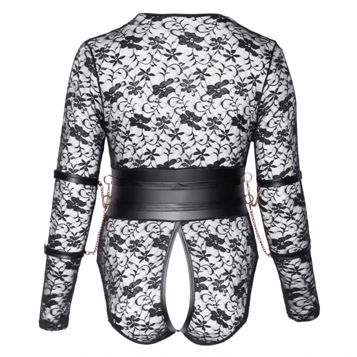 Body COTTELLI LINGERIE BONDAGE 4XL z koronką, regulowane szelki, otwarcie z przodu