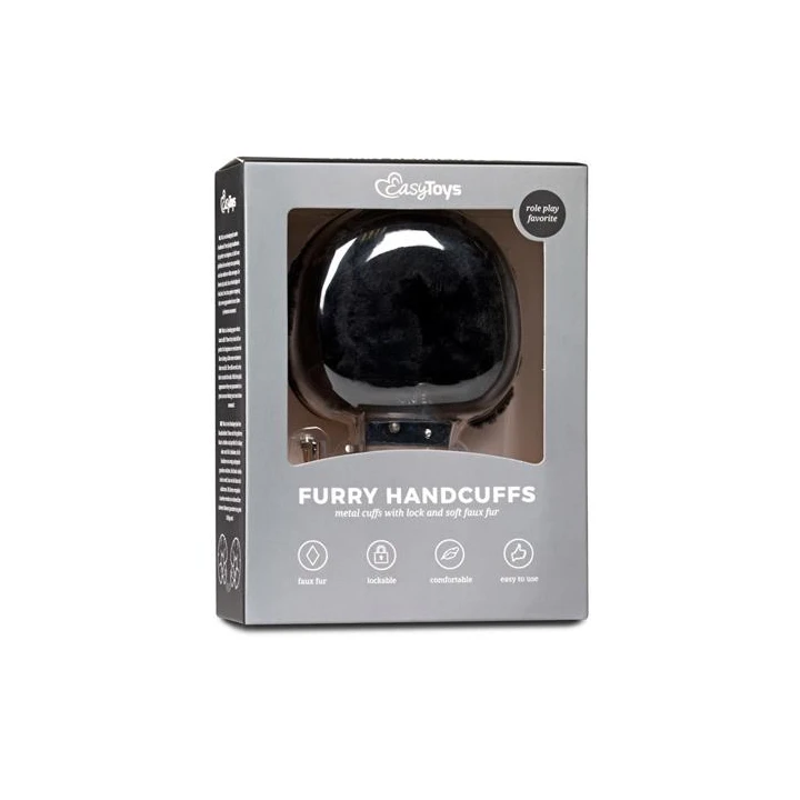 Kajdanki pluszowe - Furry, Black, miękkie, dla par, regulowane 4-6.5 cm