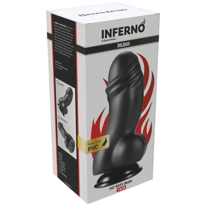 Dildo PVC INFERNO Fat Boys 19 cm, średnica 7 cm, z przyssawką, kompatybilny z uprzężą