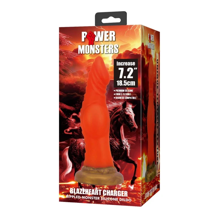 Dildo Rippled Monster Blazeheart - 18,5 cm, silikon, przyssawka, ergonomiczny kształt