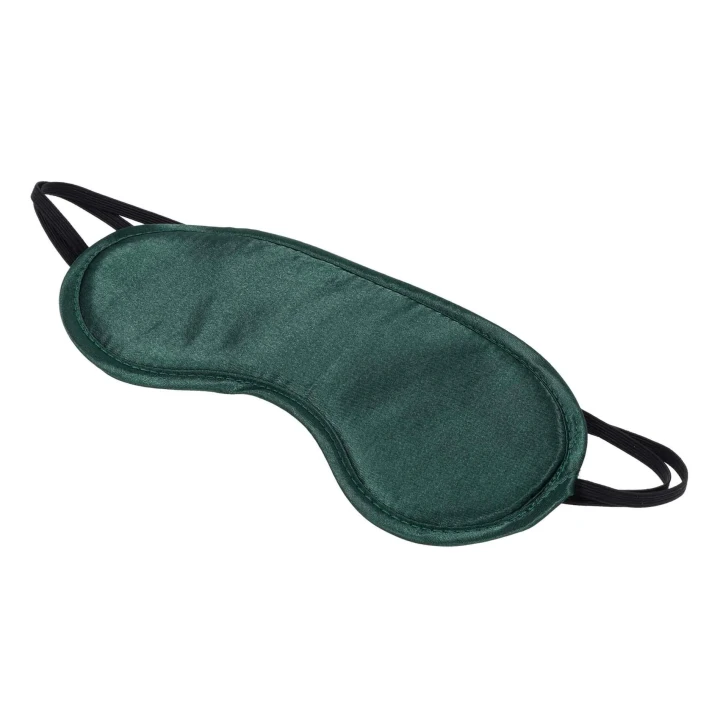 Opaska na oczy (blindfold) Indica — satyna zielona, miękkie wypełnienie, elastyczne paski