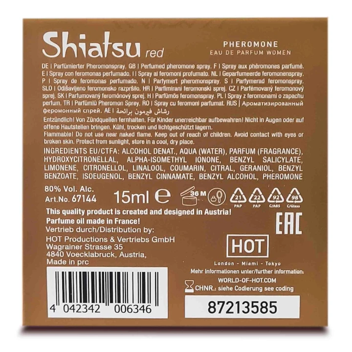 Peryferomonalne perfumy SHIATSU dla kobiet, 15 ml, intensywny zapach, atrakcyjność seksualna