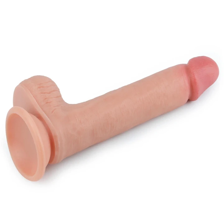 Dildo LoveToy Dual – platynowy silikon, dwuwarstwowe, przyssawka, 20,5 cm