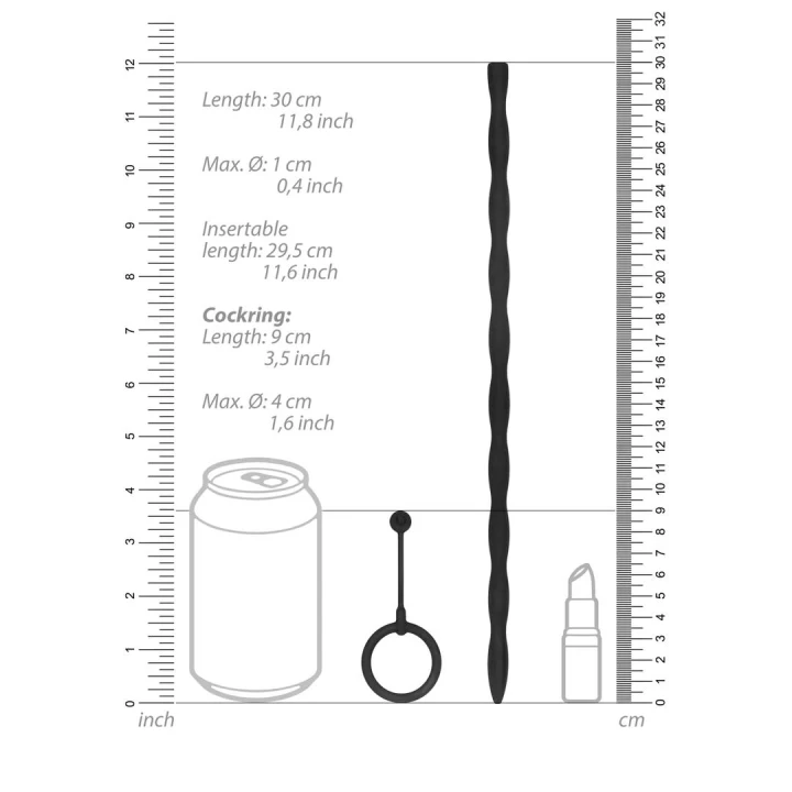 Sonda cewkowa OUCH! z elastycznym pierścieniem, medyczny silikon, długość 30 cm