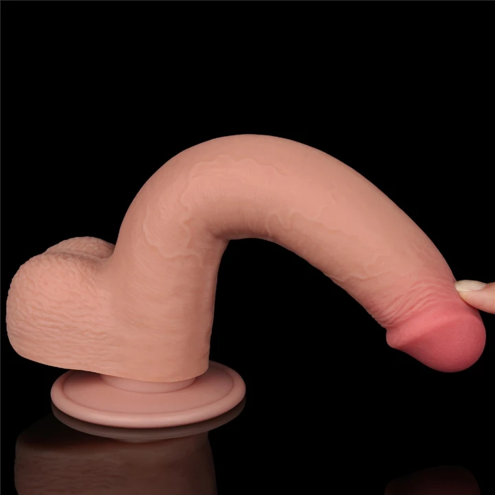 Dildo podwójnego działania TPE, 9'', z przyssawką, realistyczny materiał.