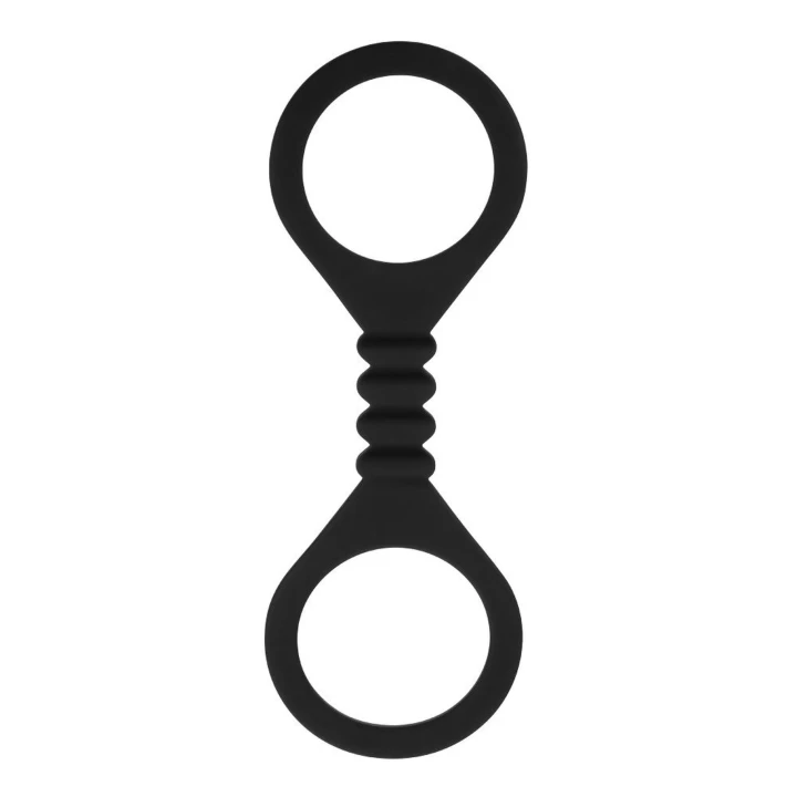 Kajdanki na nadgarstki i kostki, z opaską na oczy, silikonowe, czarne - Komfort i dyskrecja