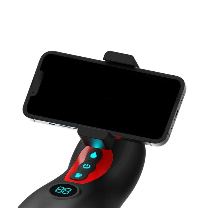 Masturbator grzewczy Teazers - czarny, silikonowy, z regulacją wibracji i ruchów